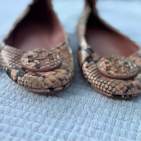 Tory Burch Snakeskin Pattern Ballet Flats - Black & Pink-Size 10 - Picture 5 of 5